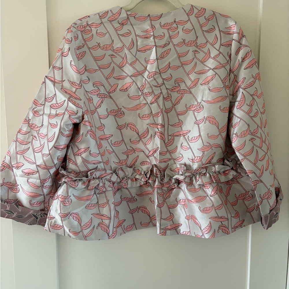 TOPSHOP Pink Floral Ruffle Peplum Blazer - Picture 4 of 8